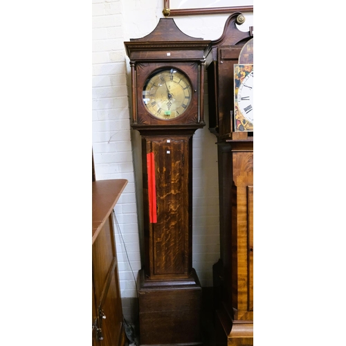 999 - An 18th Century oak longcase clock, the hood with pagoda pediment and turned pillars, full length do... 