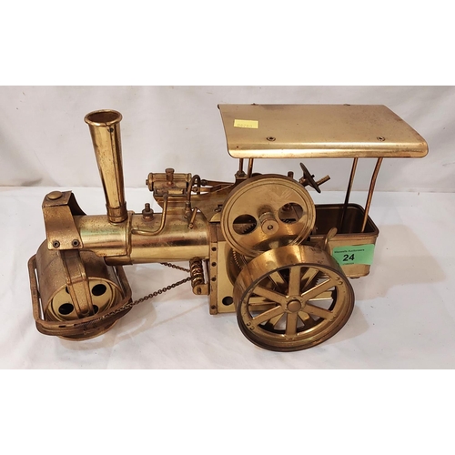 24 - A vintage (possibly scratch built) brass steam engine.