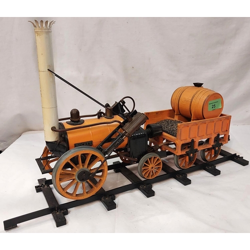 25 - A scale model of Stephenson's ROCKET with carriages.