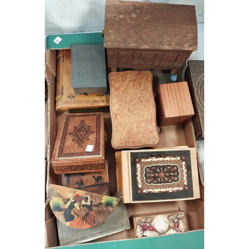 33 - A collection of carved wooden, musical and other boxes