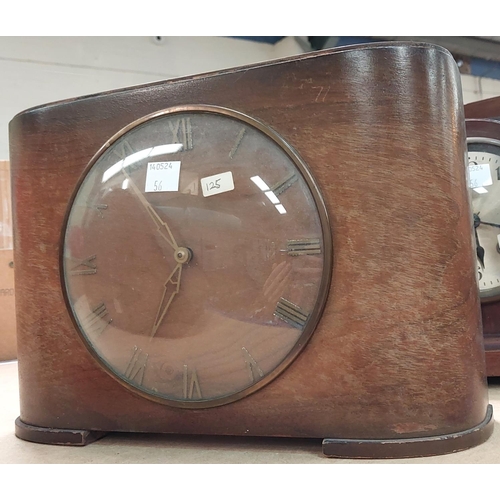 56 - A large 1930's square dial mantle clock and two others.