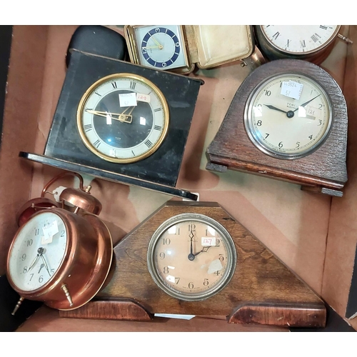 57 - Two 1930's mantle clocks, alarm and travelling alarm clock.