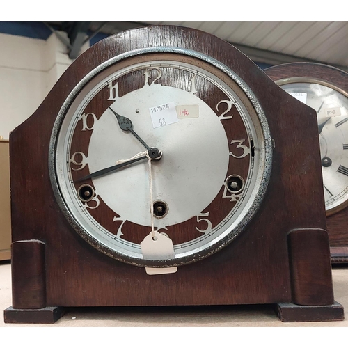 58 - Three arch top mantle clocks, one chiming and two striking.