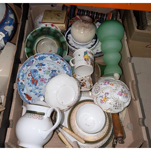 40 - A selection of Chinese and other items including soap stone carving, ceramics and metal ware etc.