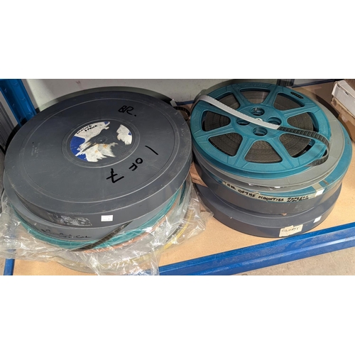 114 - 16mm films:- Caged Fury - 5 various reels; Farewell to Fame, 2 reel boxed, labelled; The Hurricane, ... 