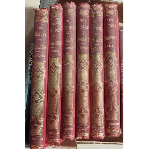 124 - A selection of antique books on Freemasonry including 6 volumes of 'The History of Freemasonry' by R... 