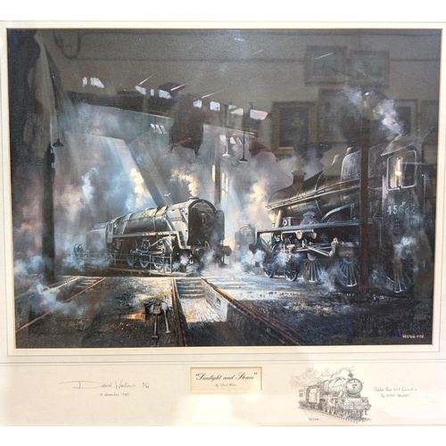 254 - After David Weston: Sunlight and Steam, limited edition print 9/40 with signed sketch on the mount o... 