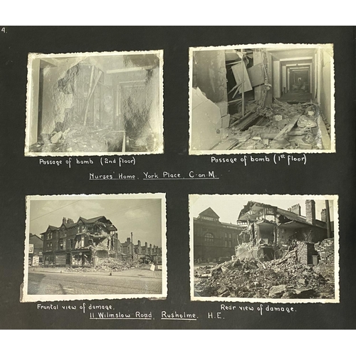 299 - MANCHESTER WWII AIR RAIDS, a group of 4 albums containing around 900 8 x 10cm photographs of bomb da... 