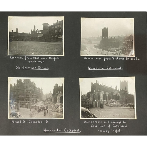 299 - MANCHESTER WWII AIR RAIDS, a group of 4 albums containing around 900 8 x 10cm photographs of bomb da... 