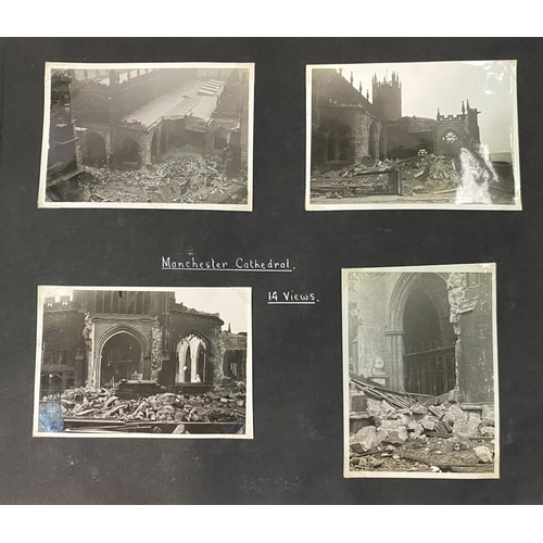 299 - MANCHESTER WWII AIR RAIDS, a group of 4 albums containing around 900 8 x 10cm photographs of bomb da... 