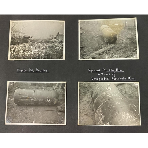 299 - MANCHESTER WWII AIR RAIDS, a group of 4 albums containing around 900 8 x 10cm photographs of bomb da... 