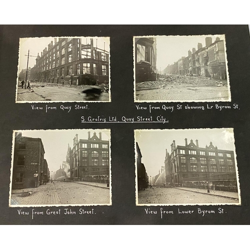 299 - MANCHESTER WWII AIR RAIDS, a group of 4 albums containing around 900 8 x 10cm photographs of bomb da... 