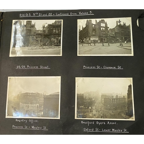 299 - MANCHESTER WWII AIR RAIDS, a group of 4 albums containing around 900 8 x 10cm photographs of bomb da... 