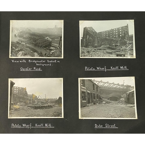 299 - MANCHESTER WWII AIR RAIDS, a group of 4 albums containing around 900 8 x 10cm photographs of bomb da... 