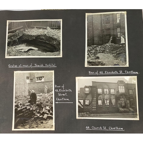 299 - MANCHESTER WWII AIR RAIDS, a group of 4 albums containing around 900 8 x 10cm photographs of bomb da... 