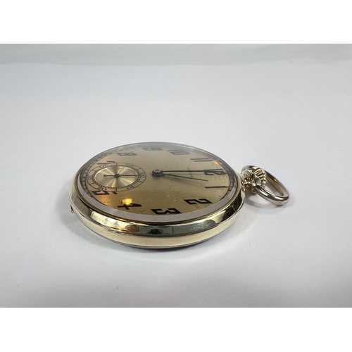 769 - LONGINES, a mid 20th Century slim pocket watch in gold filled case, 15 jewel movement.