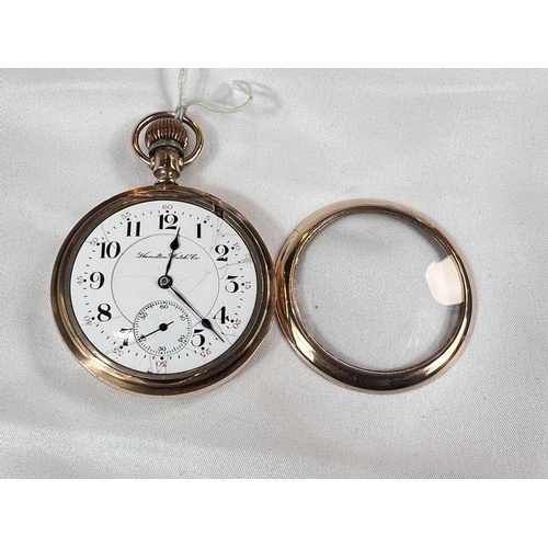 762 - HAMILTON WATCH CO. a pocket watch in gold filled case with 21 jewel swing out movement, no. 380301. ... 