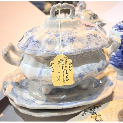 127 - A selection of 19th Century blue transfer decorated and other china.