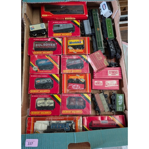 337 - A collection of Hornby 00-gauge advertising wagons, other wagons, locos etc.