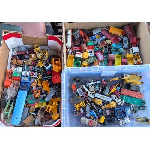 361 - A collection of vintage diecast and tin plate farm and other larger vehicles 