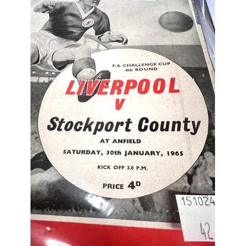 42 - Liverpool v Stockport County F.A Cup 4th round 1965, 2 programmes, other county ephemera etc.