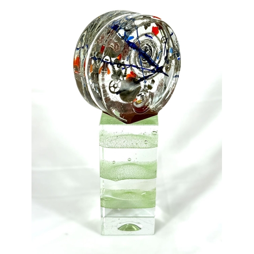 456A - A novelty coloured glass paperweight on square column.