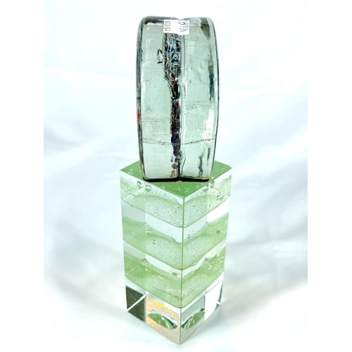 456A - A novelty coloured glass paperweight on square column.