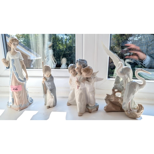 496 - Lladro: D-40 girl, B-2J (a.f) group singing and Nao Herons etc.