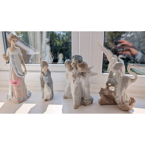 496 - Lladro: D-40 girl, B-2J (a.f) group singing and Nao Herons etc.