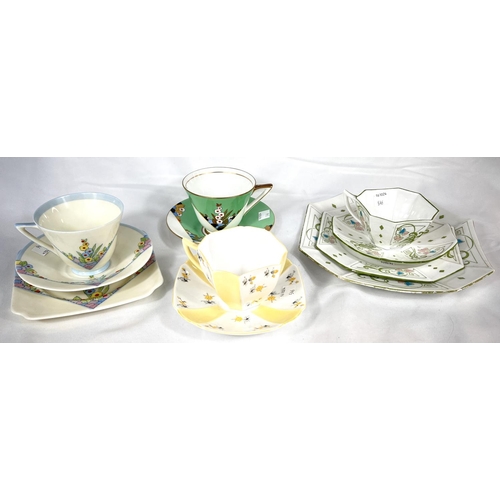 546 - A Wileman Foley Art Nouveau trio set and matching bread and butter plate; a shelley 1930's cup and s... 