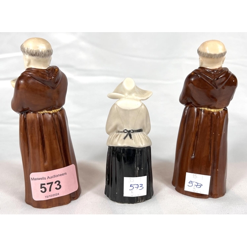 573 - A pair of Royal Worcester monk candlesnuffers and a similar nun