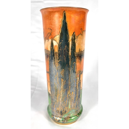 578 - Royal Worcester: a Crown ware cylindrical vase, 25cm