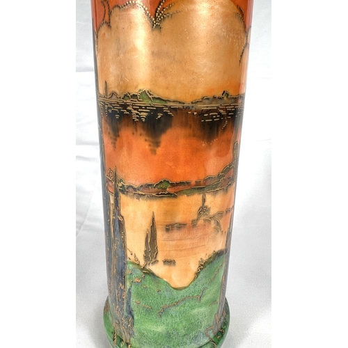 578 - Royal Worcester: a Crown ware cylindrical vase, 25cm