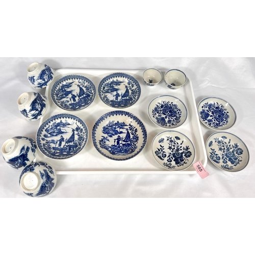 585 - A group of 18th century Worcester and other blue transfer decorated tea bowl etc