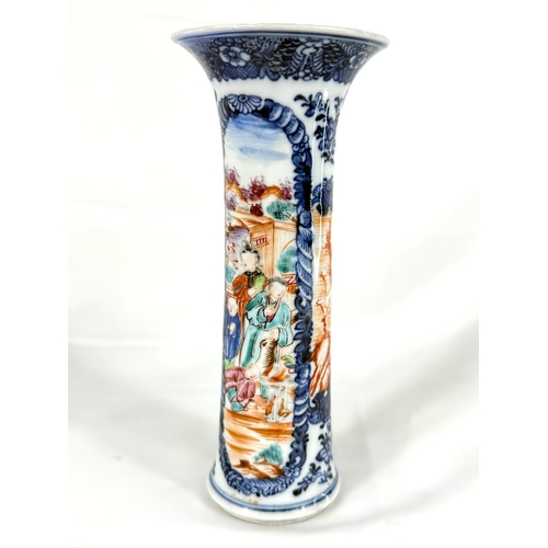 629A - An 18th century Chinese Qianlong Mandarin vase with flared rim decorated panels of domestic scenes h... 