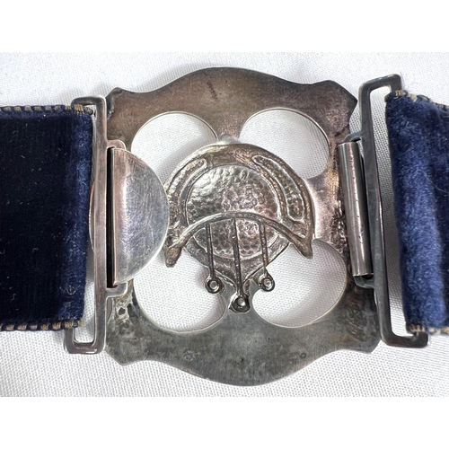 675 - An Art Nouveau silver and enamel belt buckle, Birmingham 1911, maker J F