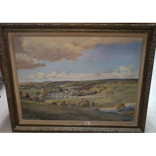 788 - C.H. Bannister, 'Burnsall' Wharfedale, Yorkshire, oil on board, framed, 54 x 73 cm.