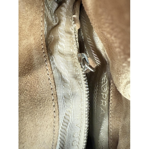 80 - Prada lady's suede handbag, genuine.