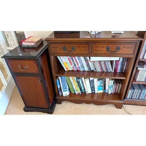 856 - A reproduction mahogany two height bookcase with two drawers above; a good quality full height glaze... 