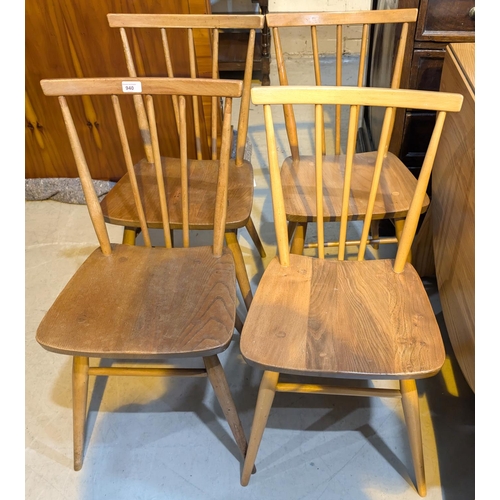 940 - A 1970's set of 4 Ercol  elm & beech stick back dining chairs