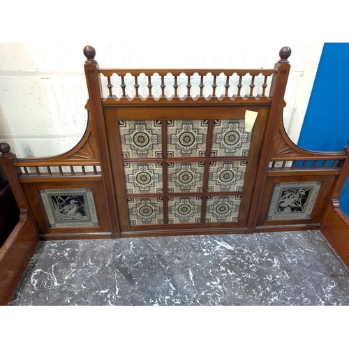 967 - E. Goodall and Co. Manchester: a large late 19th Century washstand with raised tile back in the Mint... 