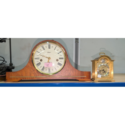 17 - A reproduction Rapport Nelsons hat mantel clock; a Seiko Westminster Wittington wall clock and anoth... 