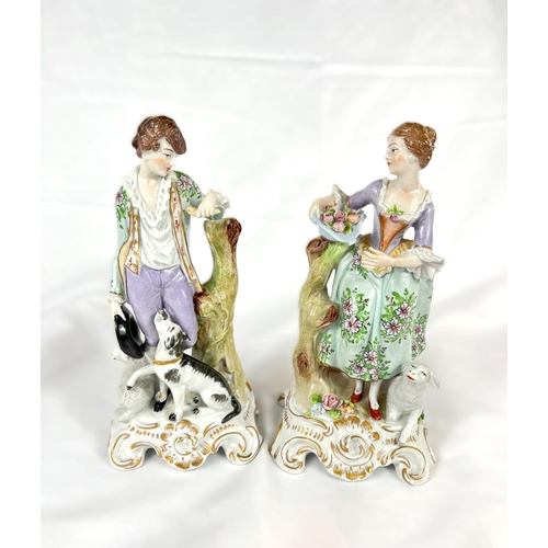 443 - A pair of Sitzendorf porcelain figures of a shepherd and shepherdess in 18th Century dress; an UNTER... 