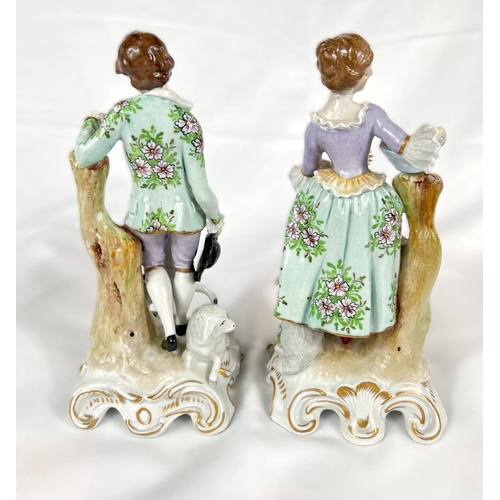 443 - A pair of Sitzendorf porcelain figures of a shepherd and shepherdess in 18th Century dress; an UNTER... 