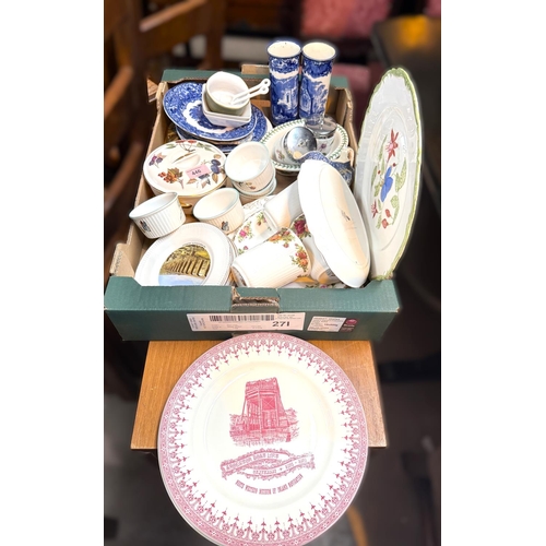 446 - A miscellaneous selection of blue and white decorative plates and others; Royal Worcester dishes etc... 