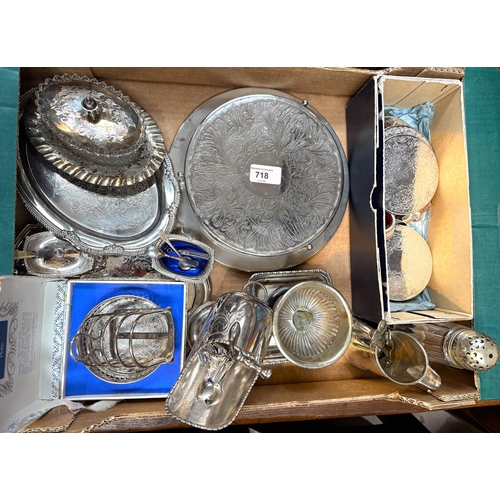 718 - A selection of silver plate including place mats, drinks mats etc.