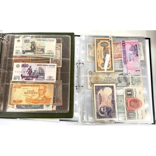 242 - WORLD BANKNOTES - a collection in album. Includes Turkey, Germany, China etc (over 30 notes) and ano... 