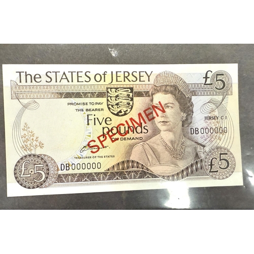 263 - JERSEY QEII, a group of 4 specimen banknotes, £1, £5, £10, £20.