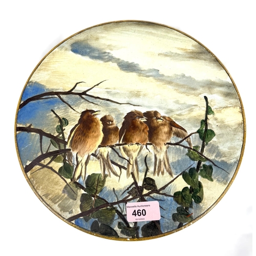 460 - A 19th Century circular wall plaque with birds, 