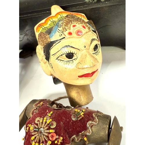 98 - Wayong Theatre, 2 Indonesian puppets, carved and painted wood heads.